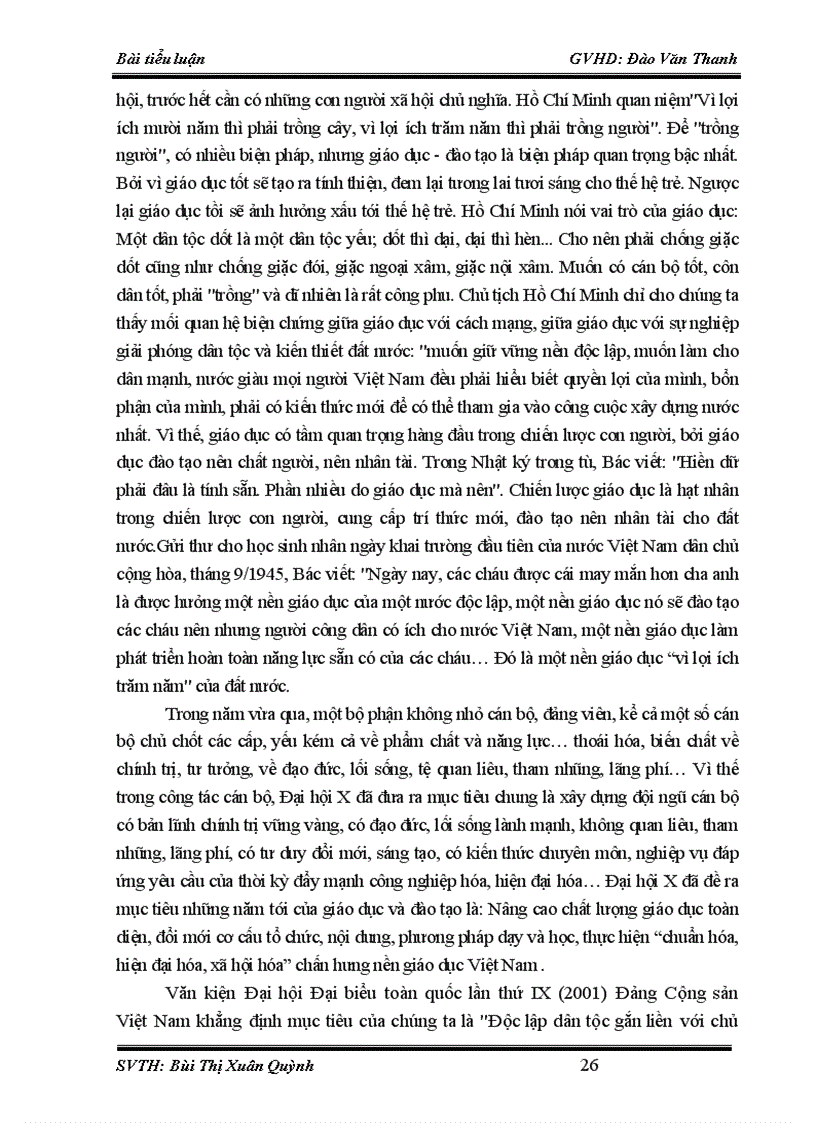 image for page Đề tài tiểu luận nội dung cập nhật hay TƯ TƯỞNG NHÂN VĂN HỒ CHÍ MINH VÀ VẬN DỤNG TƯ TƯỞNG NHÂN VĂN ĐÓ VÀO THỜI KỲ ĐỔI MỚI