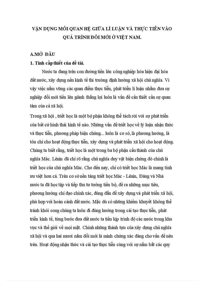 image for page Vận dụng mối quan hệ giữa lý luận và thực tiễn vào quá trình đổi mới ở Việt Nam