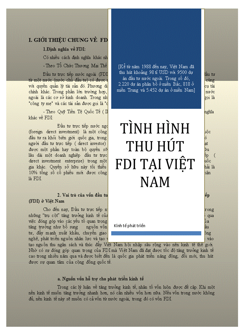 Tình hình thu hút FDI tại Việt Nam tính đến năm 2010