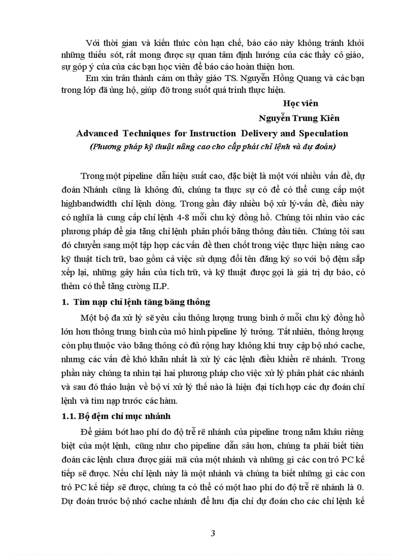 image for page Tiểu luận kiến trúc máy tính Advanced Techniques for Instruction Delivery and Speculation