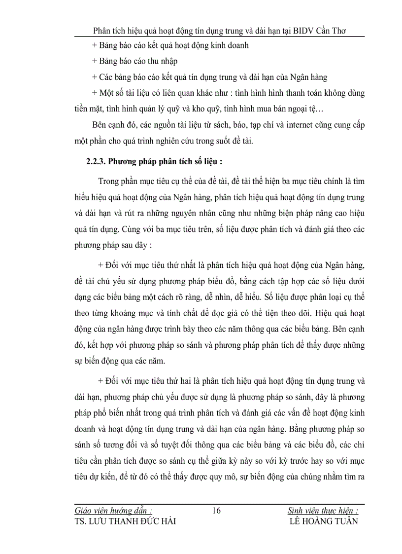 image for page Phân tích hiệu quả hoạt động tín dụng trung và dài hạn tại BIDV Cần Thơ