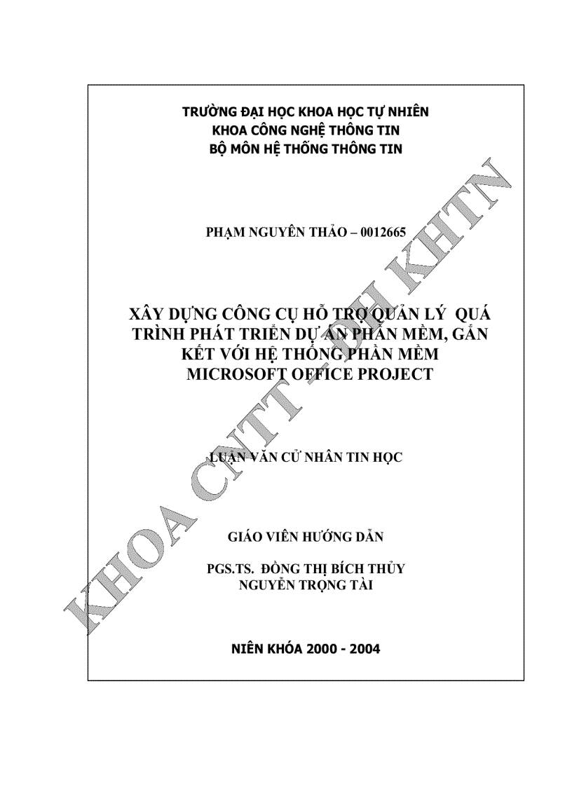 image for page Xây dựng công cụ hỗ trợ quản lý quá trình phát triển dự án phần mềm gắn kết với hệ thống phần mềm microsoft office project