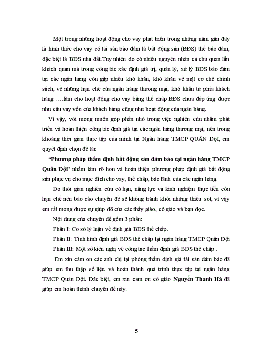 image for page Phương pháp thẩm định bất động sản đảm bảo tại ngân hàng TMCP Quân Đội