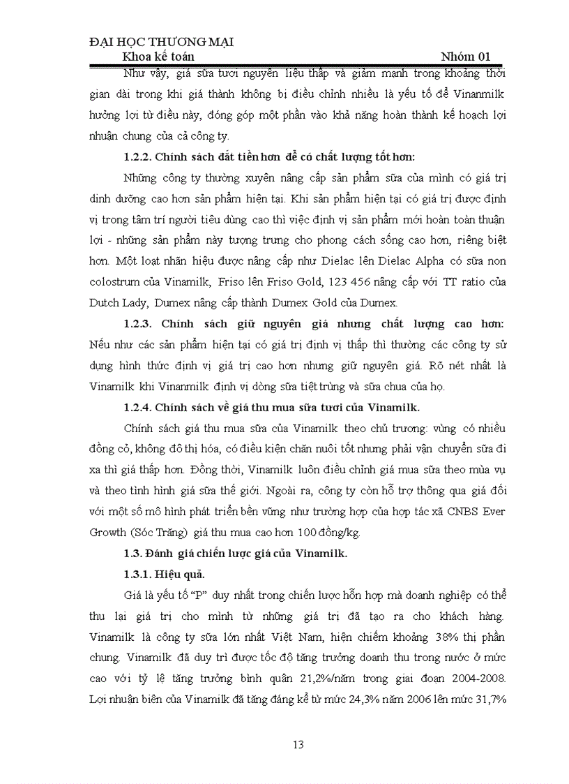 image for page Phân tích ảnh hưởng của nhân tô giá cả và chất lượng đến hoạt động tiêu thụ hàng hóa của DN sữa Vinamilk Môn Kế toán Thương Mại Dịch Vụ SV nhóm 01 ĐH Thương Mại