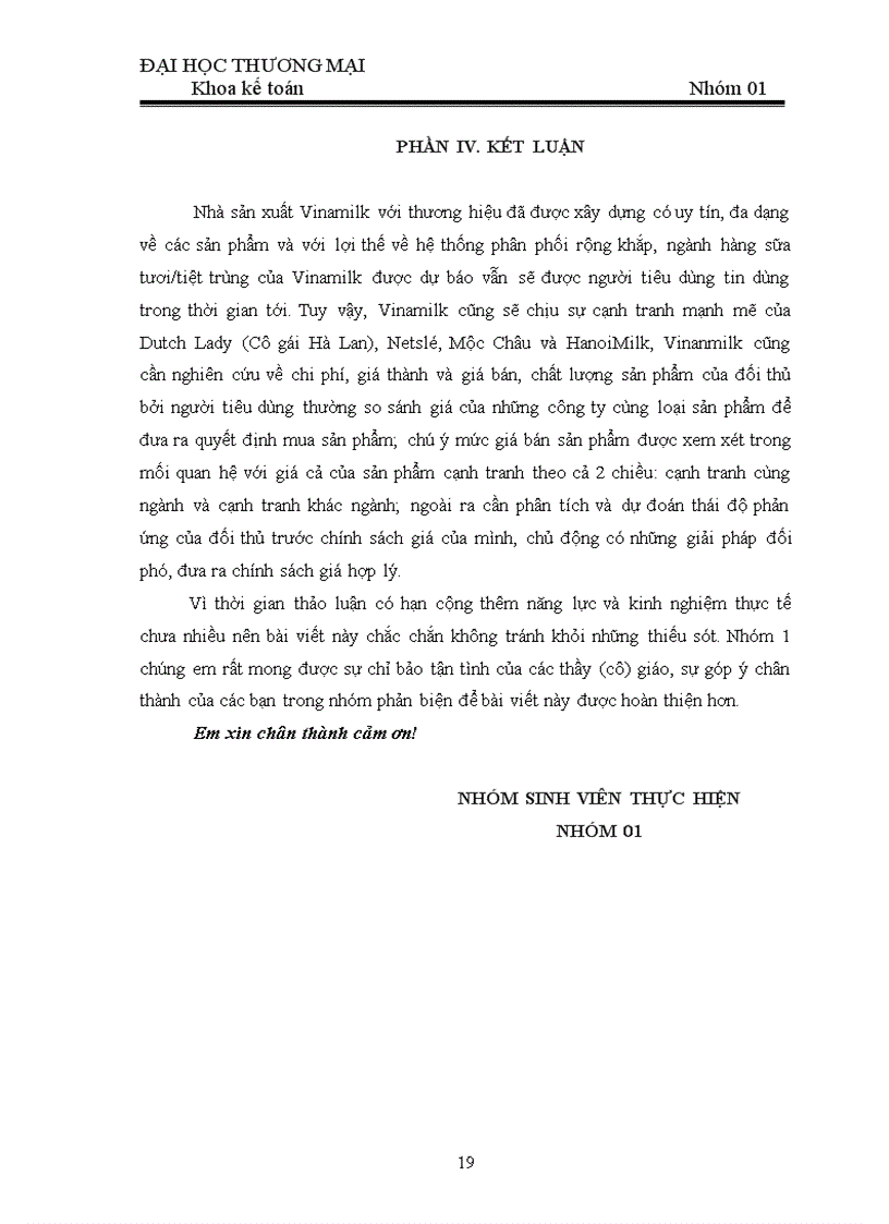 image for page Phân tích ảnh hưởng của nhân tô giá cả và chất lượng đến hoạt động tiêu thụ hàng hóa của DN sữa Vinamilk Môn Kế toán Thương Mại Dịch Vụ SV nhóm 01 ĐH Thương Mại