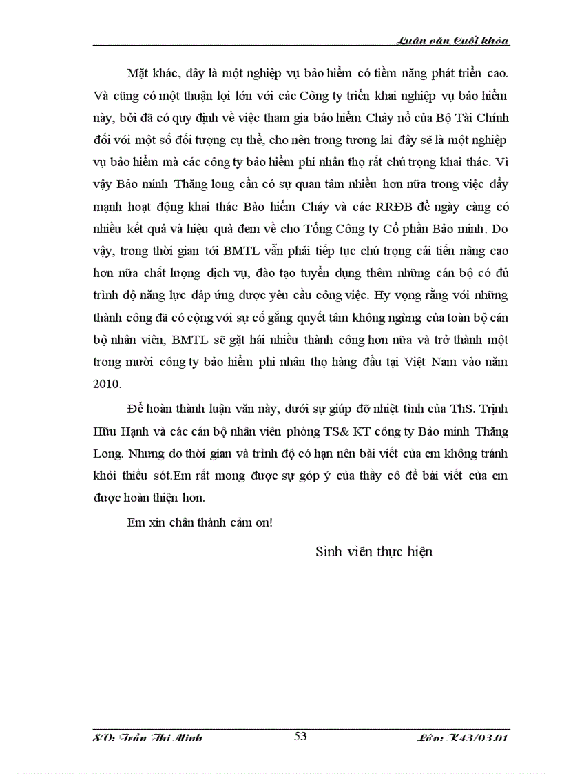 image for page Hoạt động khai thác bảo hiểm cháy và các rủi ro đặc biệt tại công ty bảo minh thăng long