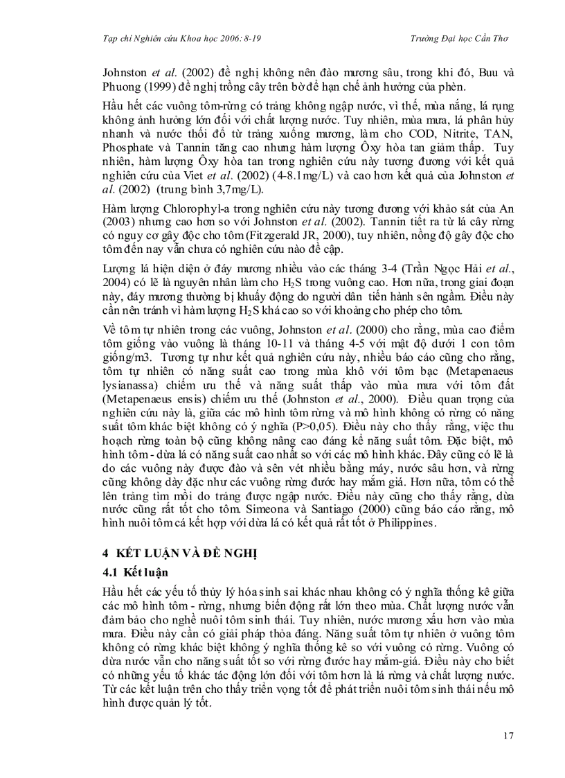 image for page Nghiên cứu chất lượng nước và tôm tự nhiên trong các mô hình tôm rừng ở cà mau