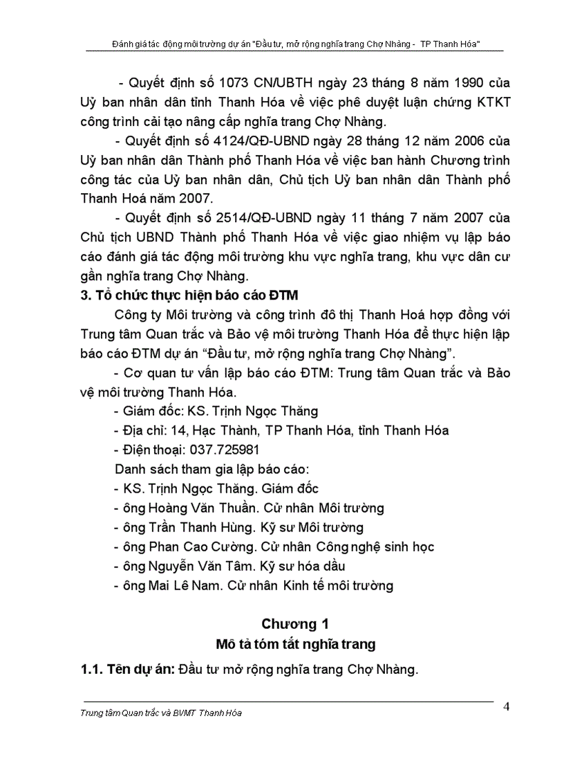 image for page Đánh giá tác động môi trường dự án Đầu tư mở rộng nghĩa trang Chợ Nhàng TP Thanh Hóa