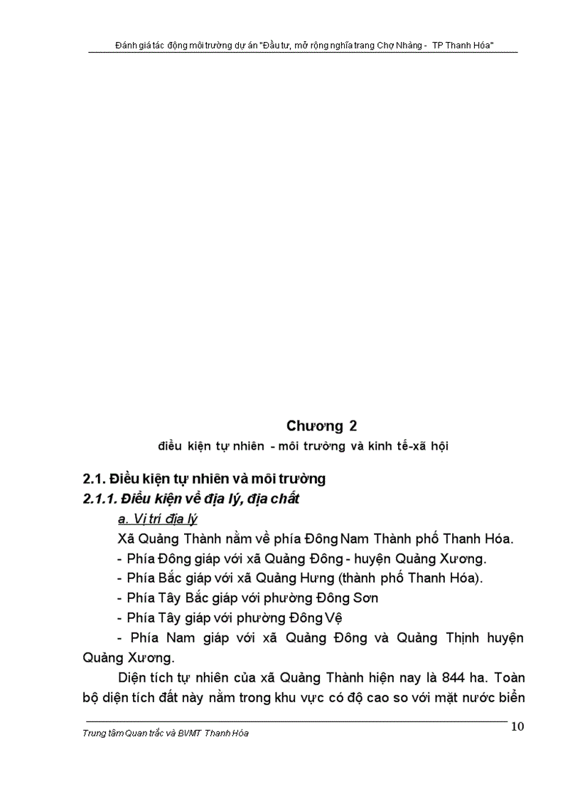 image for page Đánh giá tác động môi trường dự án Đầu tư mở rộng nghĩa trang Chợ Nhàng TP Thanh Hóa