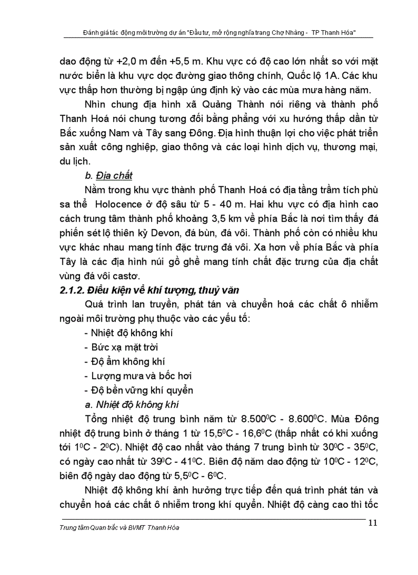 image for page Đánh giá tác động môi trường dự án Đầu tư mở rộng nghĩa trang Chợ Nhàng TP Thanh Hóa