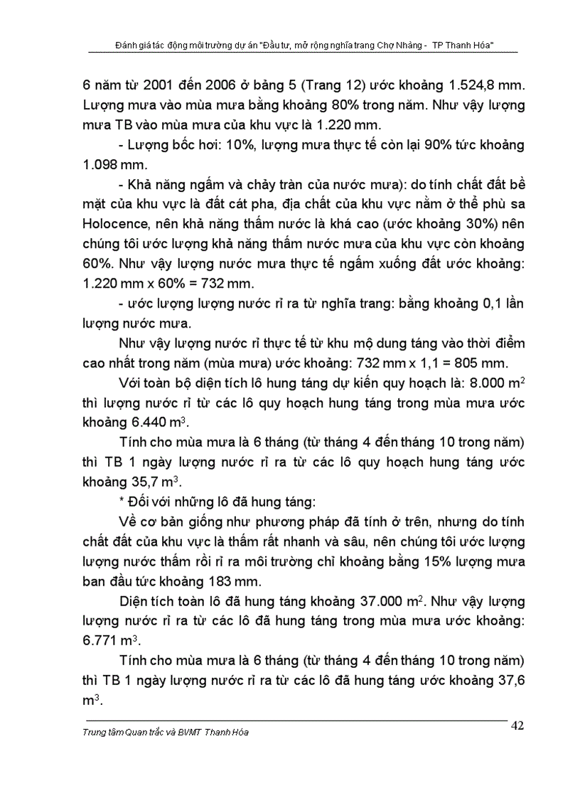 image for page Đánh giá tác động môi trường dự án Đầu tư mở rộng nghĩa trang Chợ Nhàng TP Thanh Hóa