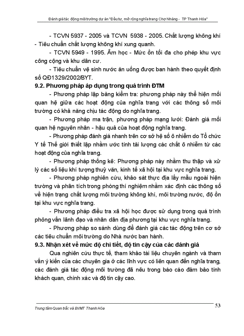 image for page Đánh giá tác động môi trường dự án Đầu tư mở rộng nghĩa trang Chợ Nhàng TP Thanh Hóa
