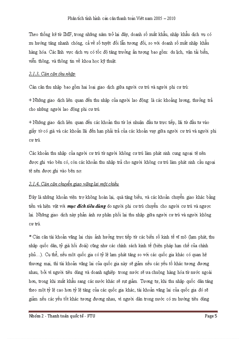 image for page Phân ti ch ti nh hi nh ca n cân thanh toa n cu a Viê t Nam 2005 thơ i ki 2005 2010 va Gia i Pha p khuyê n nghi