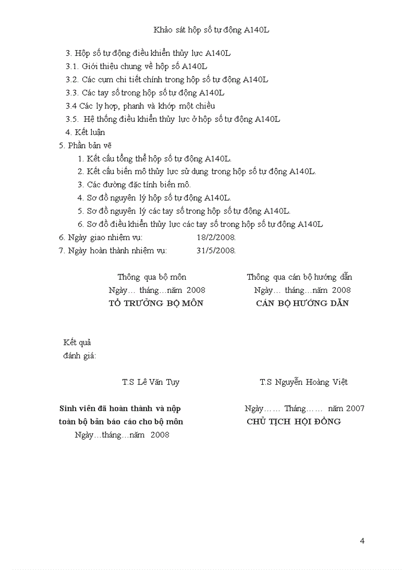 image for page Đồ án tốt nghiệp Khảo sát hộp số tự động A140