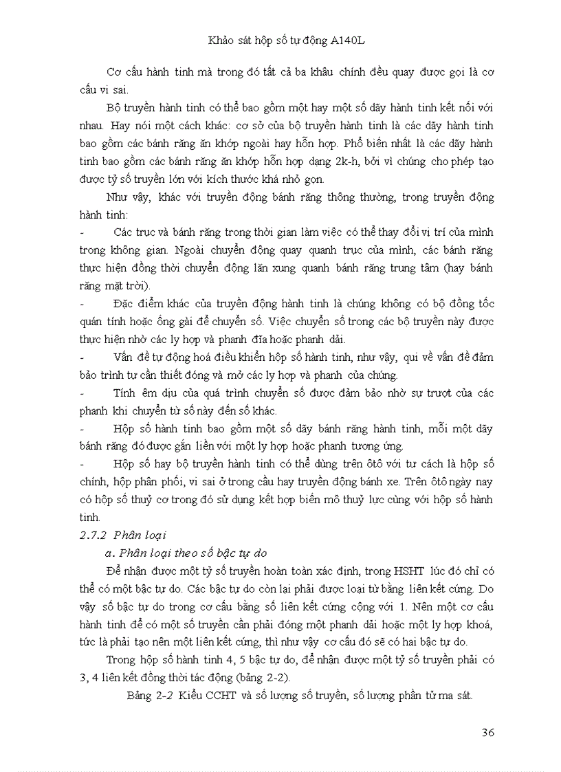 image for page Đồ án tốt nghiệp Khảo sát hộp số tự động A140