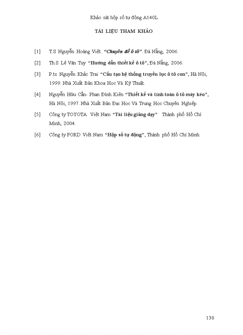 image for page Đồ án tốt nghiệp Khảo sát hộp số tự động A140
