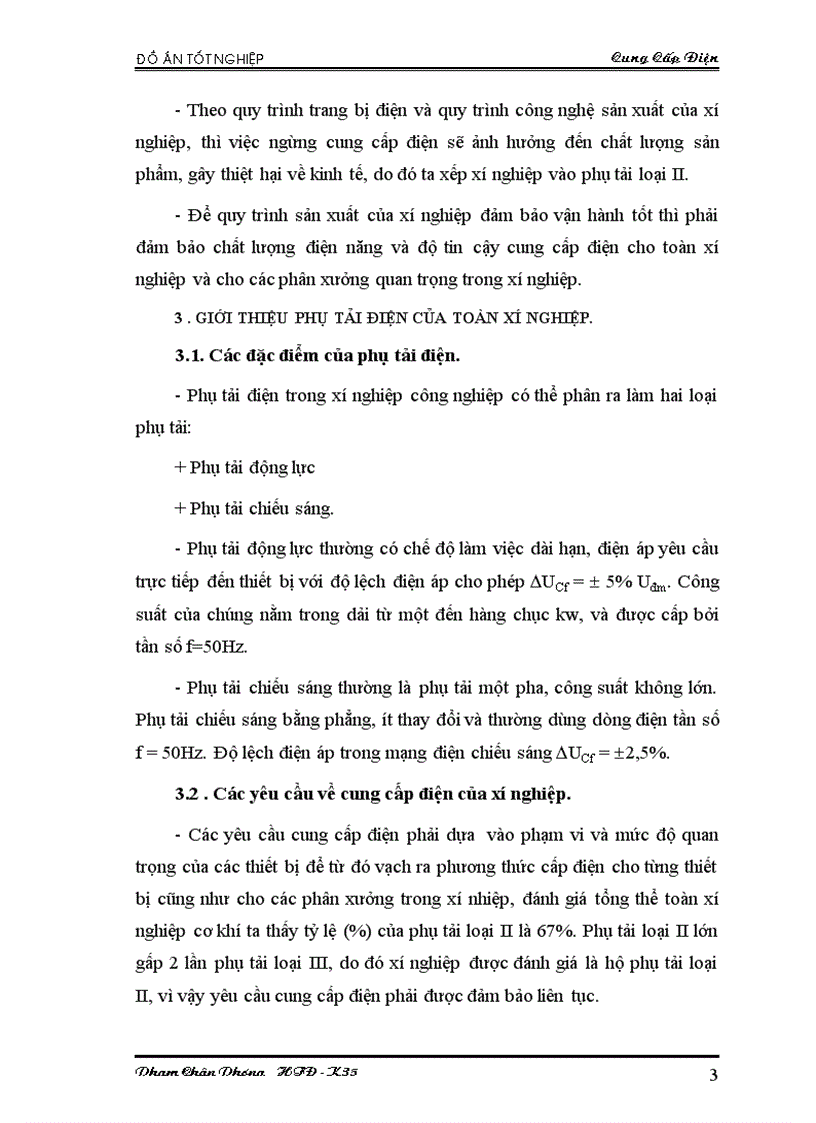 Đồ án tốt nghiệp cung cấp điện