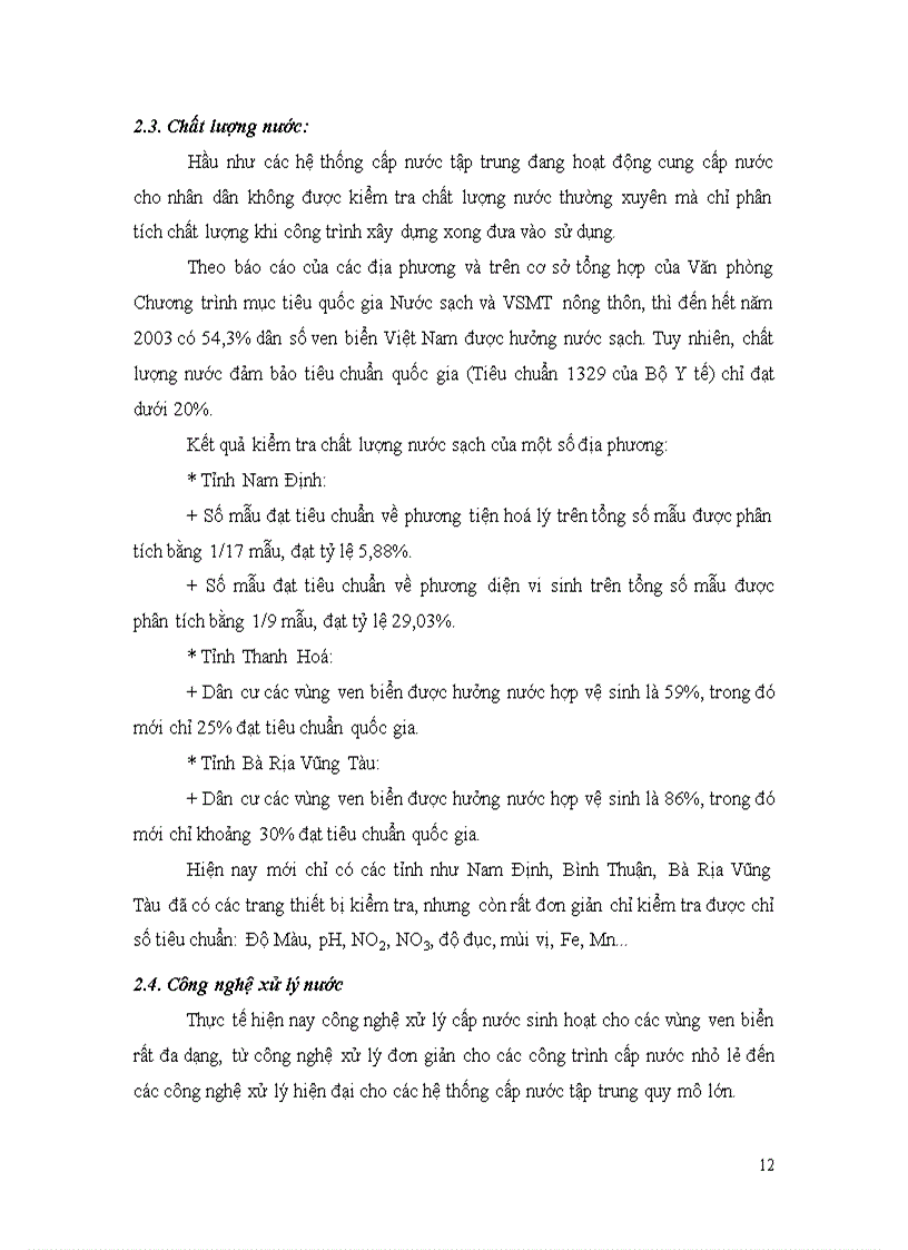 image for page Đánh giá hiện trạng chất lượng nước cấp và công nghệ xử lý nước của các cụm dân cư vùng nông thôn ven biển và hải đảo việt nam