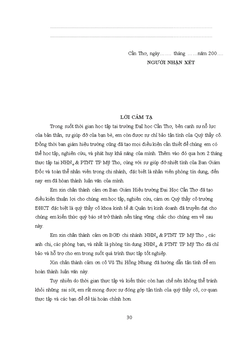 image for page Phân tích tín dụng tại Ngân Hàng Nông Nghiêp Và Phát Triển Nông Thôn thành phố Mỹ Tho