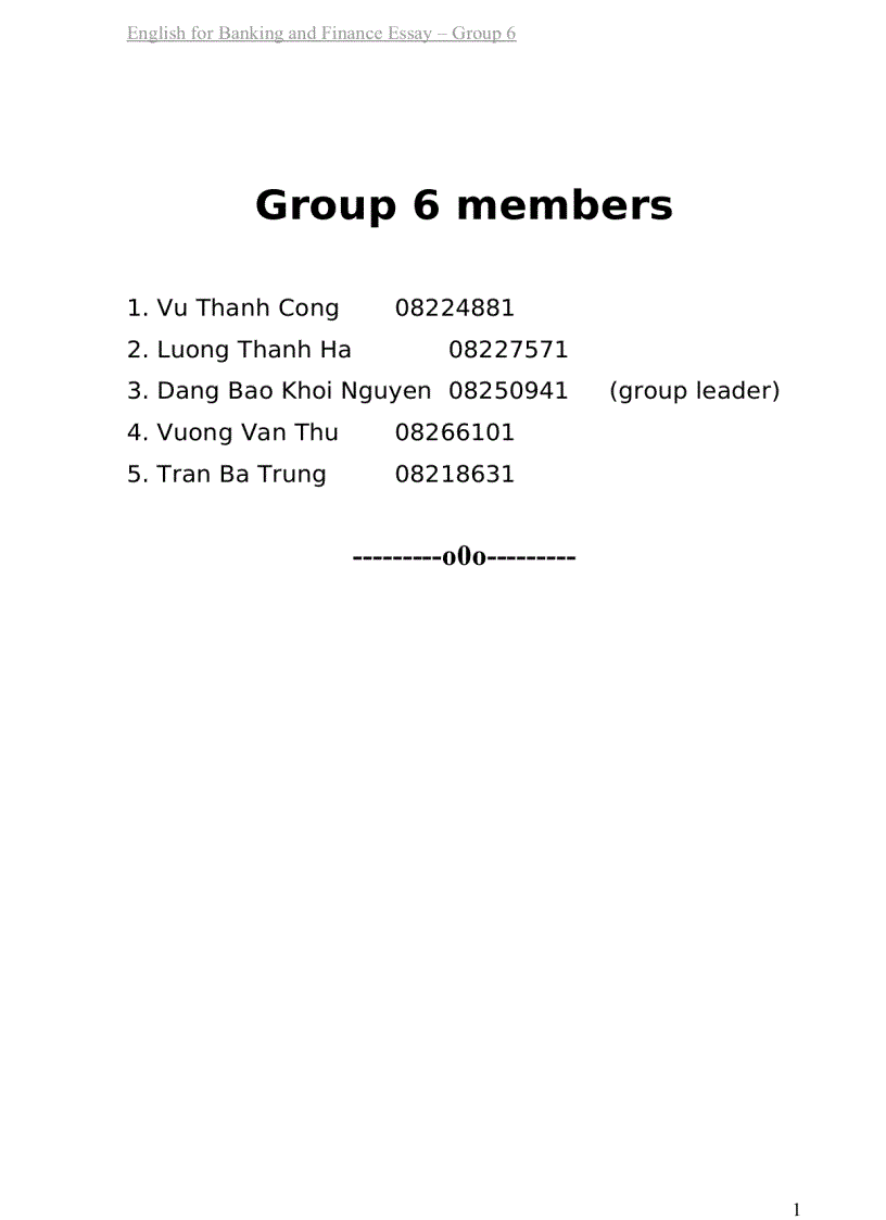 image for page English for banking and financial essay