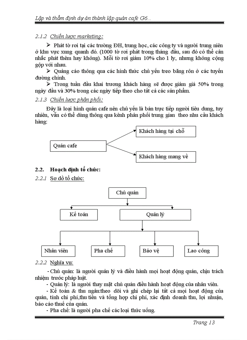 image for page Lập và thẩm định dự án thành lập Quán cà phê G6