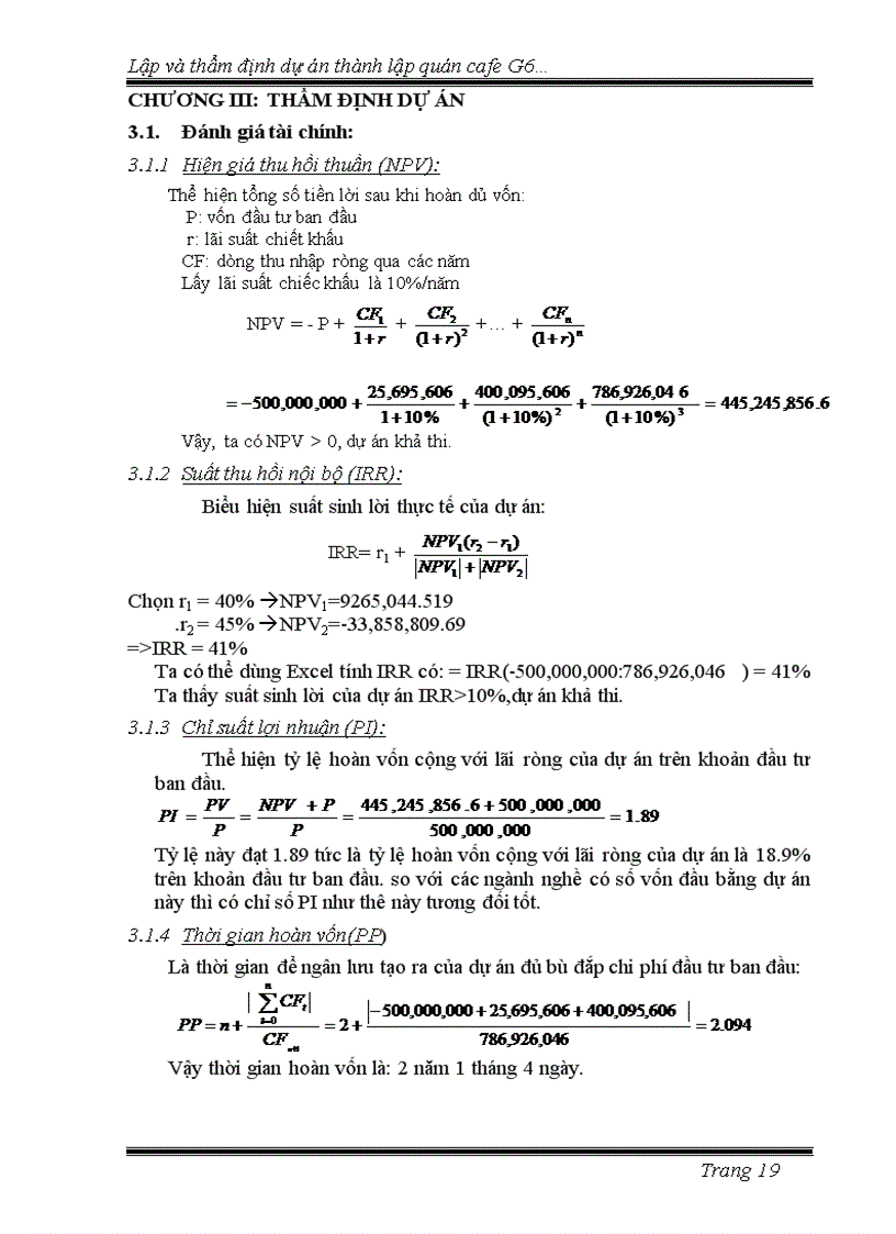 image for page Lập và thẩm định dự án thành lập Quán cà phê G6