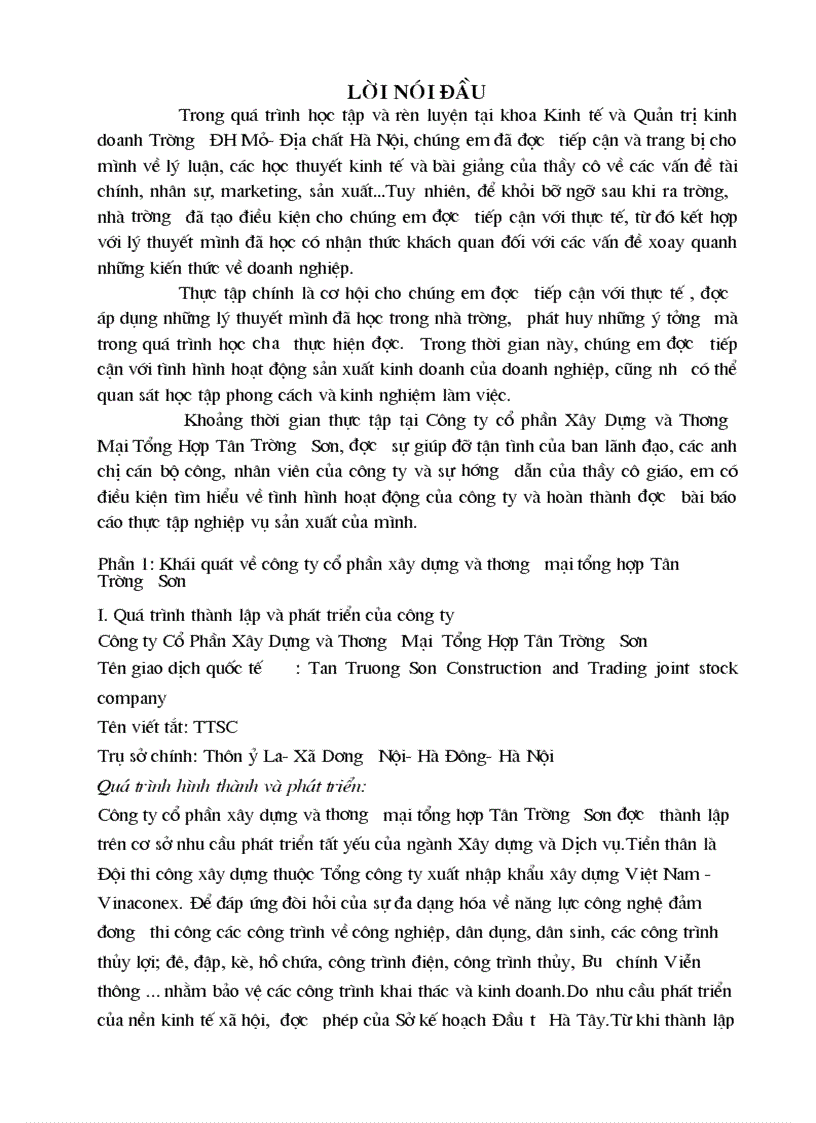 image for page Báo cáo thực tập Công ty cổ phần Xây Dựng và Thương Mại Tổng Hợp Tân Trường Sơn
