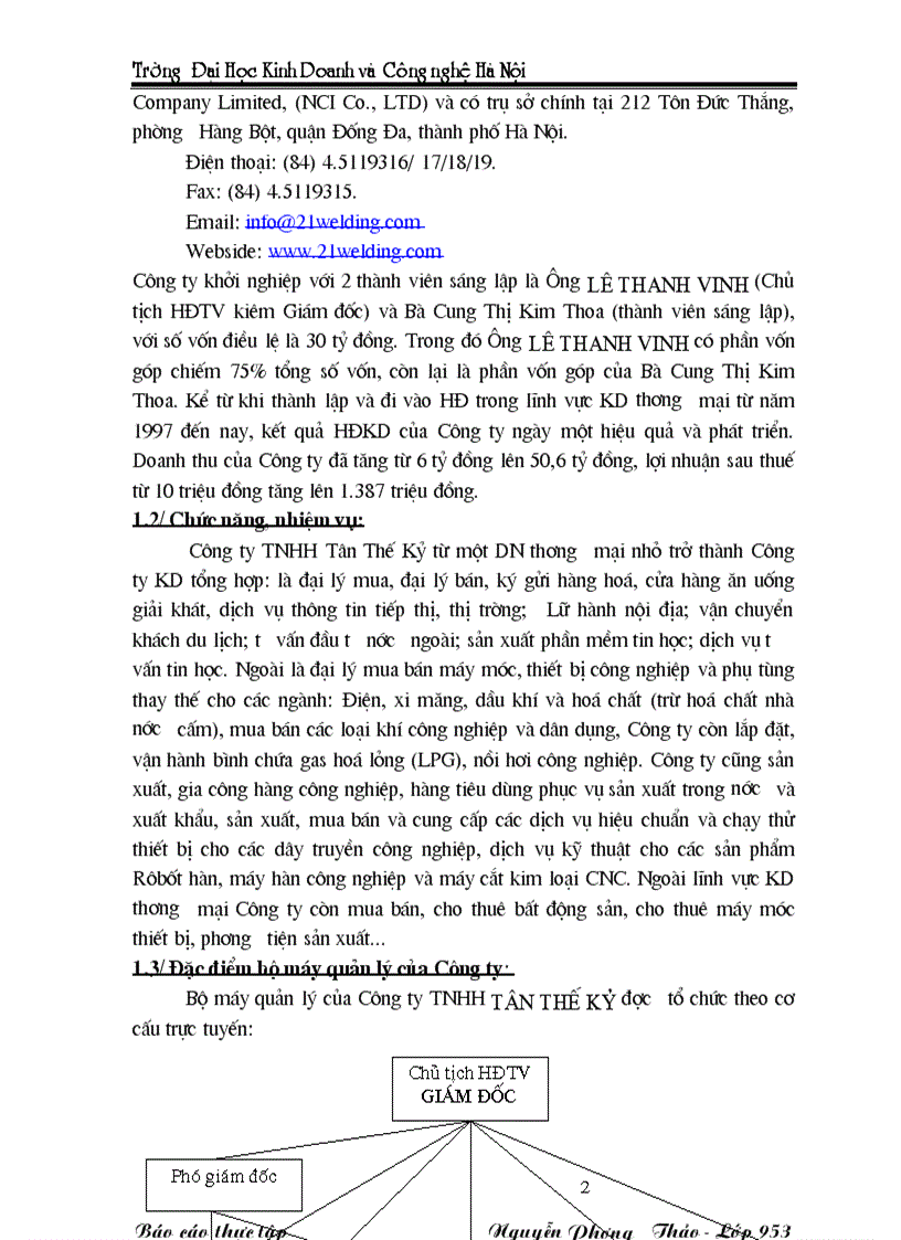 image for page Báo cáo thực tập tại Công ty TNHH TÂN THẾ KỶ