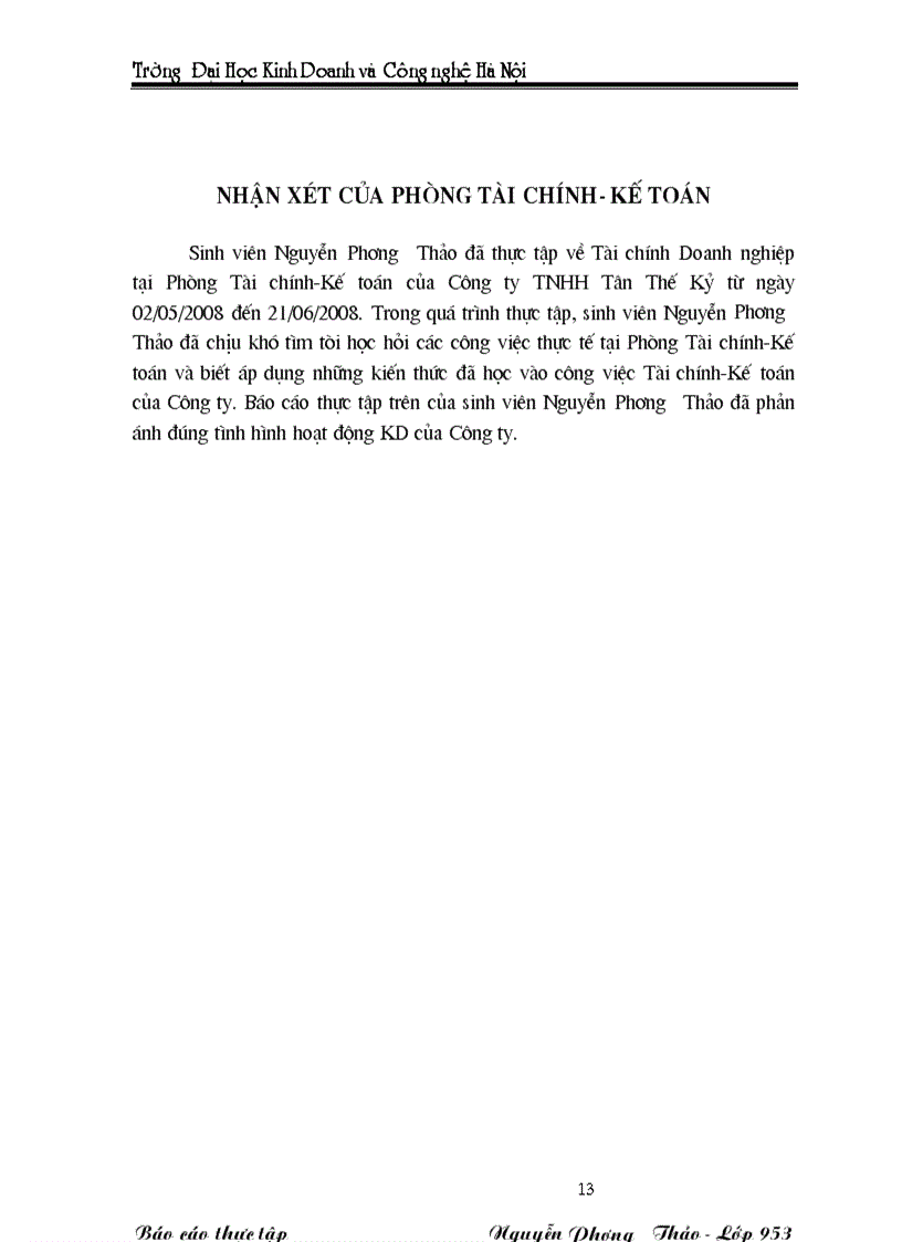 image for page Báo cáo thực tập tại Công ty TNHH TÂN THẾ KỶ