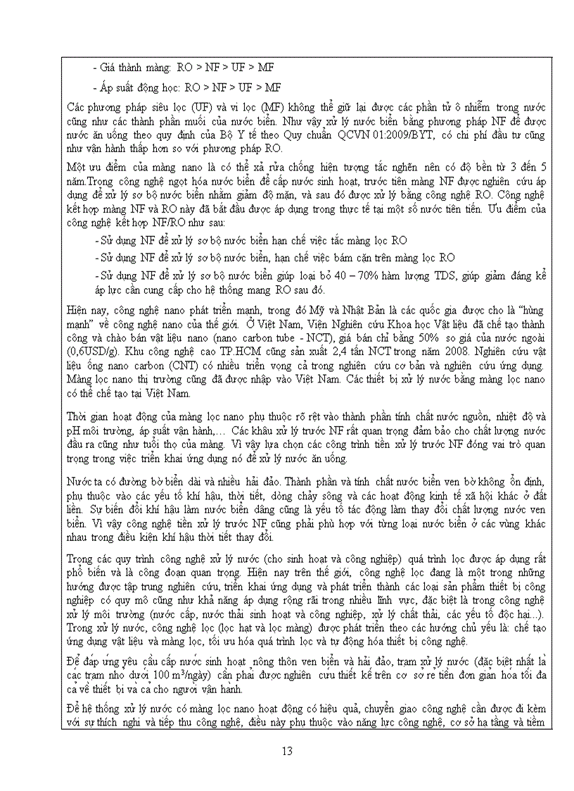 image for page Nghiên cứu ứng dụng màng lọc nano trong công nghệ xử lý nước biển áp lực thấp thành nước sinh hoạt cho các vùng ven biển và hải đảo Việt Nam