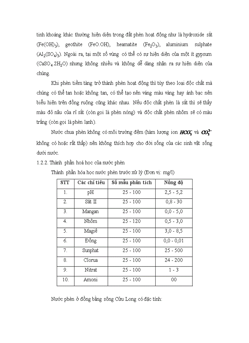 image for page Tính toán thiết kế hệ thống xử lý nước nhiễm phèn khu vực đồng bằng sông cửu long công suất 1000m3 ngày đêm