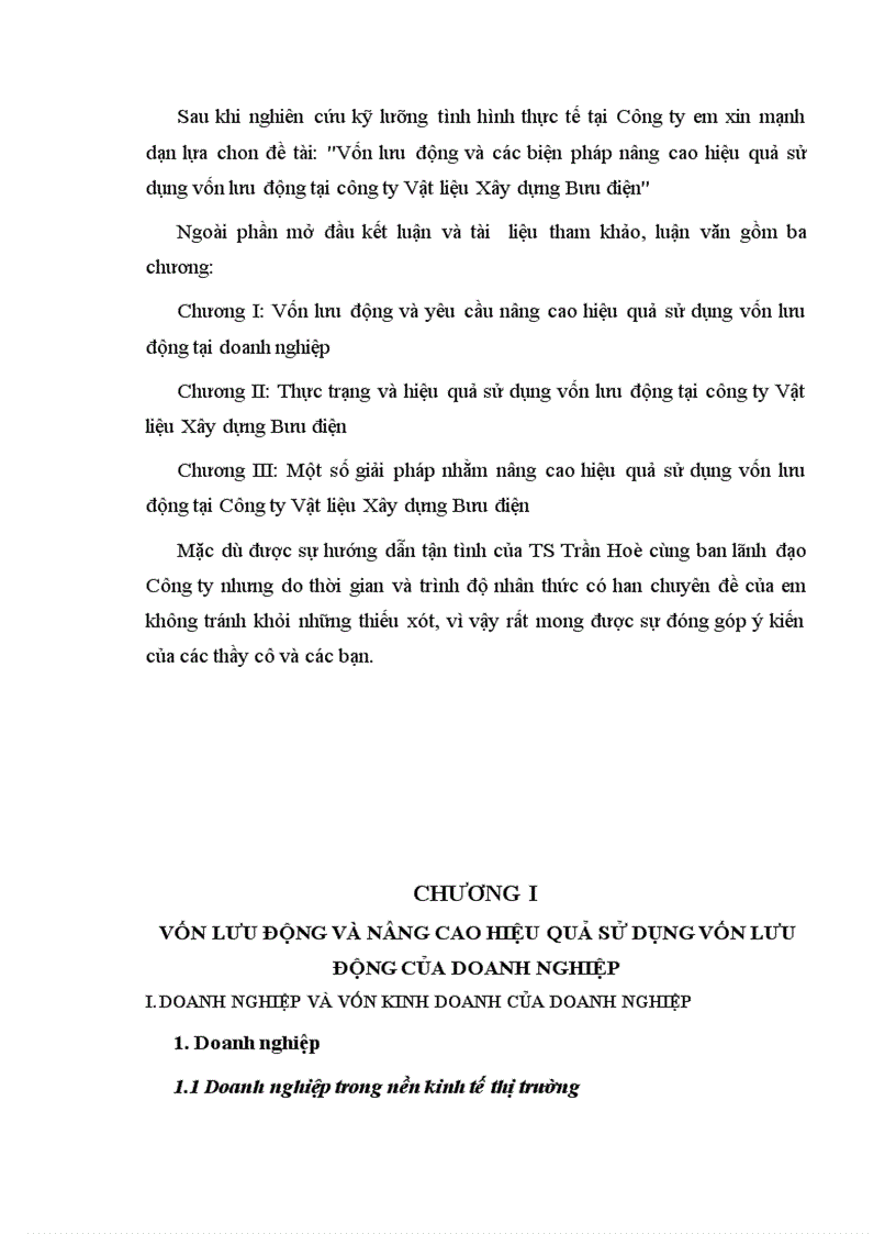 image for page Vốn lưu động và các biện pháp nâng cao hiệu quả sử dụng vốn lưu động tại công ty Vật liệu Xây dựng Bưu điện