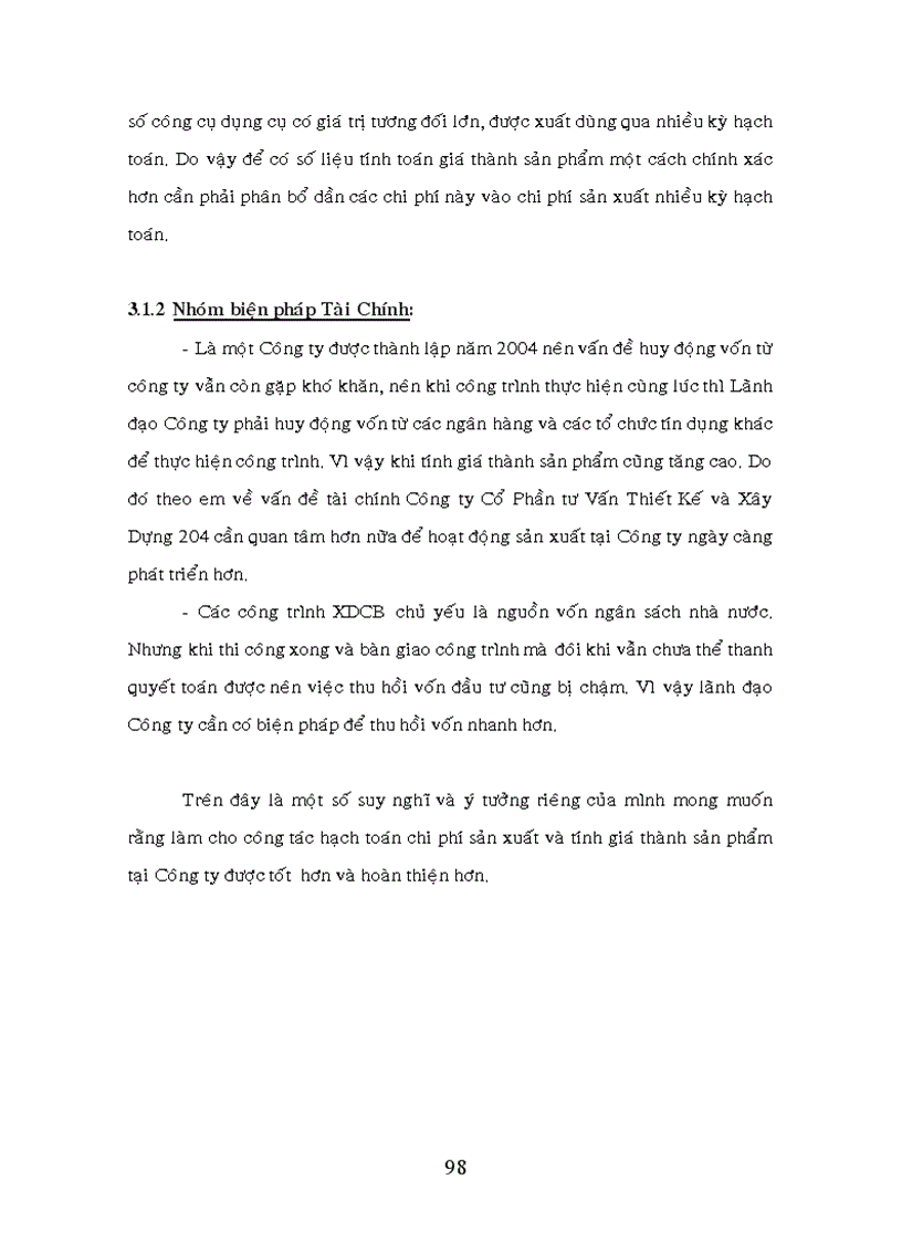 image for page Kế toán chi phí sản xuất và tính giá thành sản phẩm tại Công ty Cổ Phần Tư Vấn Thiết kế và Xây Dựng 204