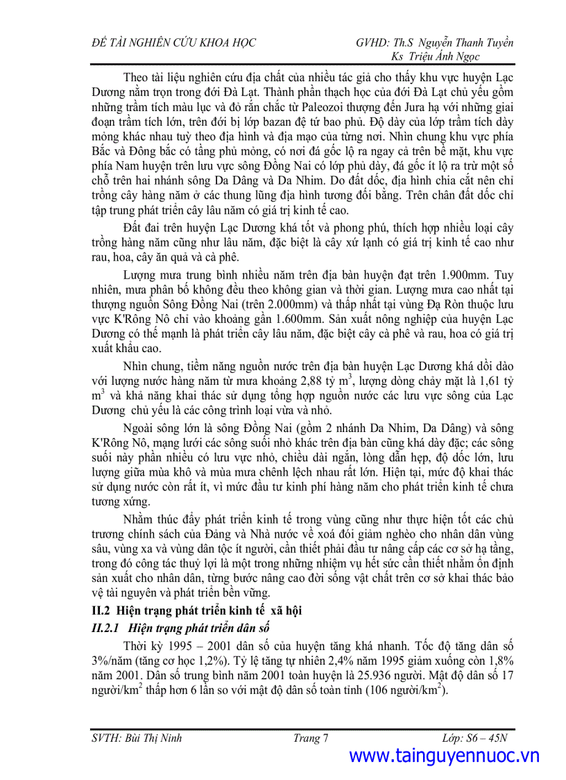 image for page Cân bằng sử dụng nước trên huyện Lạc Dương tỉnh Lâm Đồng với sự hỗ trợ của mô hình Weap