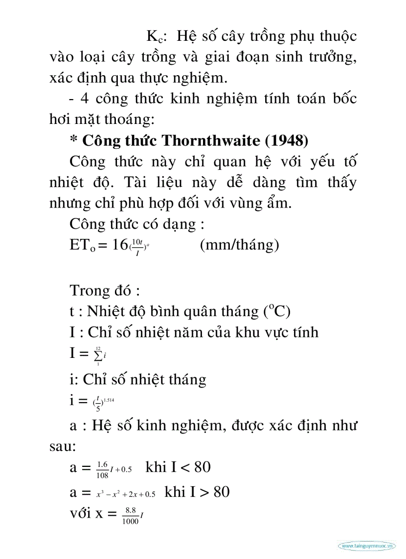 Chế độ tưới cho lúa đông xuân theo các công thức ứng dụng cho vùng Đông Nam Bộ