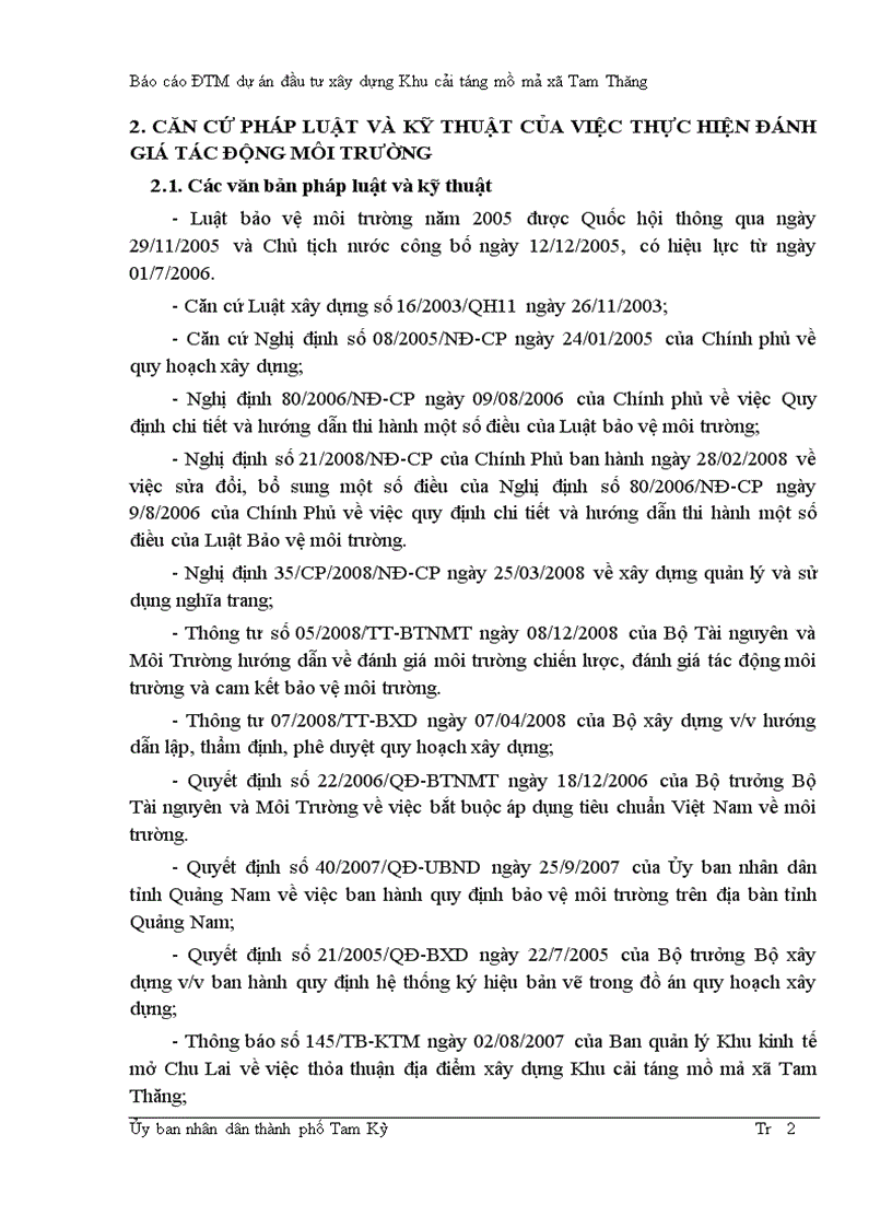 image for page Báo cáo ĐTM dự án đầu tư xây dựng Khu cải táng mồ mả xã Tam Thăng