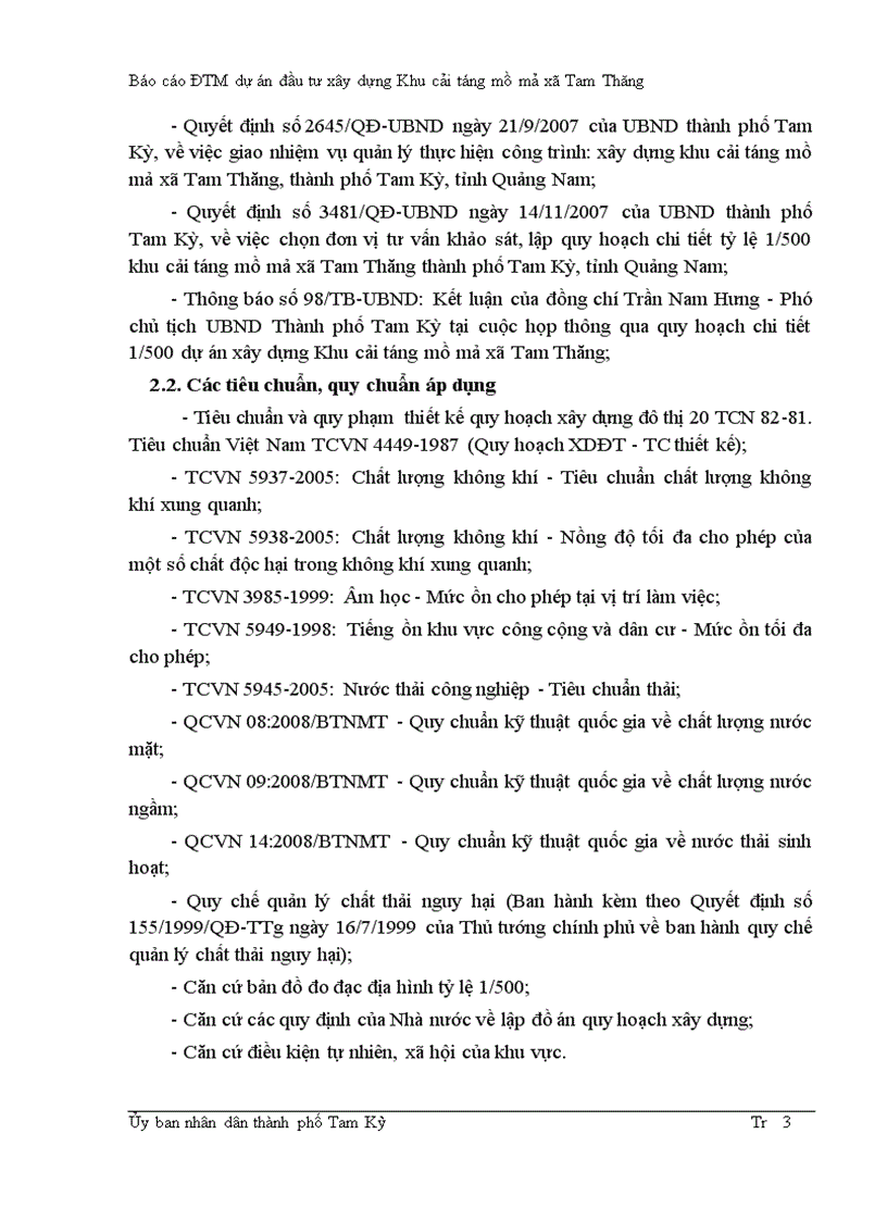 image for page Báo cáo ĐTM dự án đầu tư xây dựng Khu cải táng mồ mả xã Tam Thăng