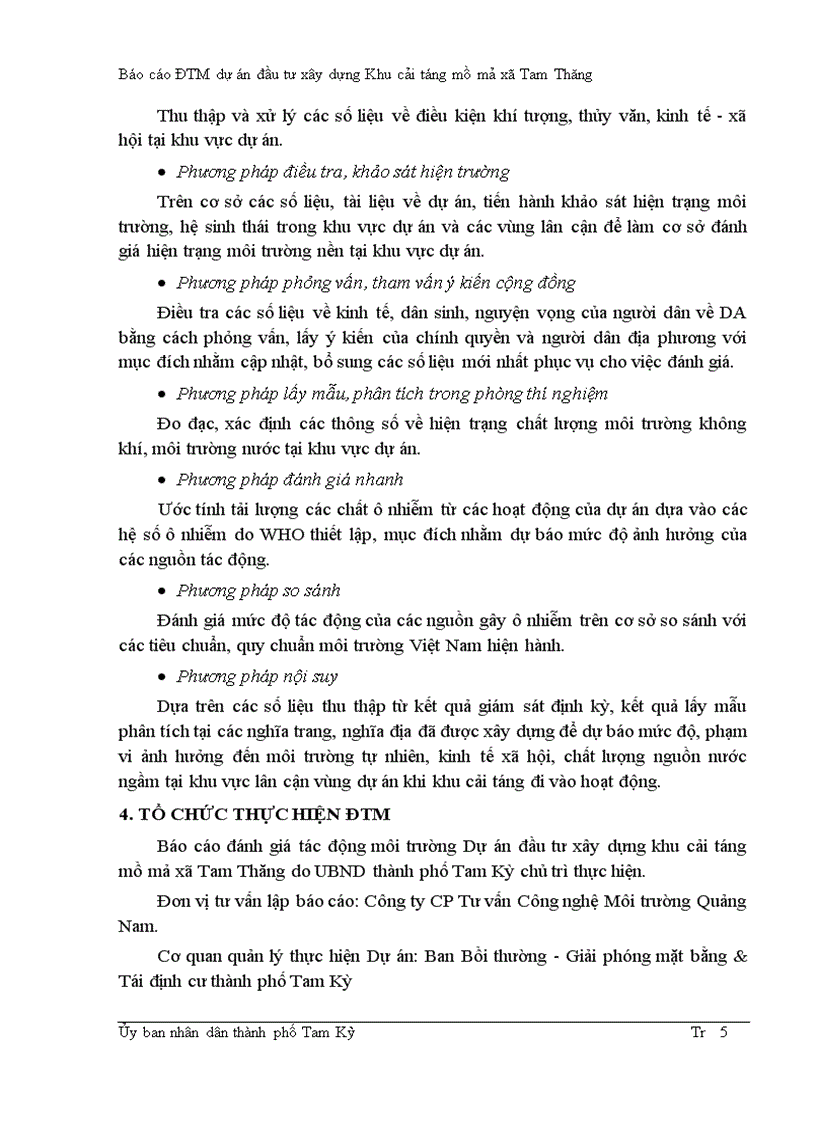 image for page Báo cáo ĐTM dự án đầu tư xây dựng Khu cải táng mồ mả xã Tam Thăng