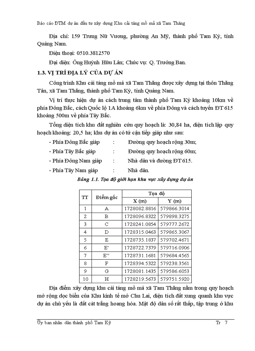 image for page Báo cáo ĐTM dự án đầu tư xây dựng Khu cải táng mồ mả xã Tam Thăng