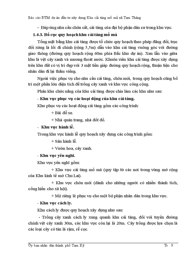 image for page Báo cáo ĐTM dự án đầu tư xây dựng Khu cải táng mồ mả xã Tam Thăng