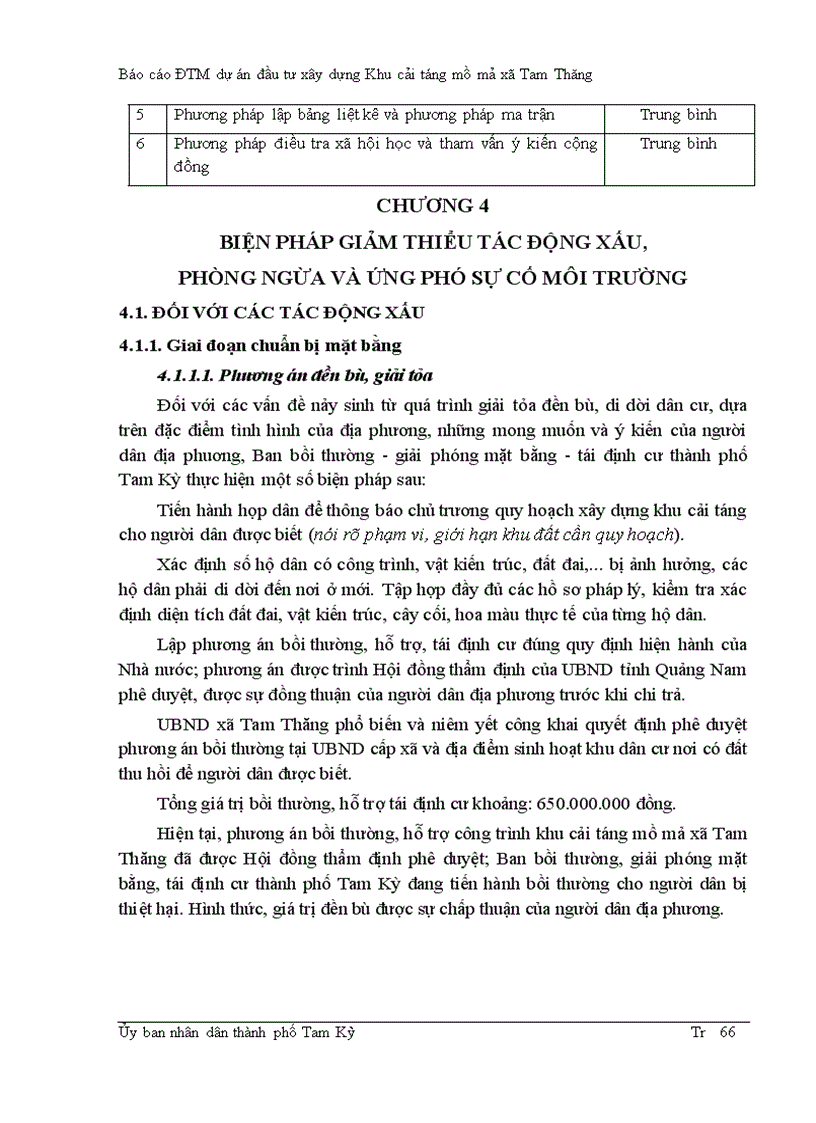 image for page Báo cáo ĐTM dự án đầu tư xây dựng Khu cải táng mồ mả xã Tam Thăng