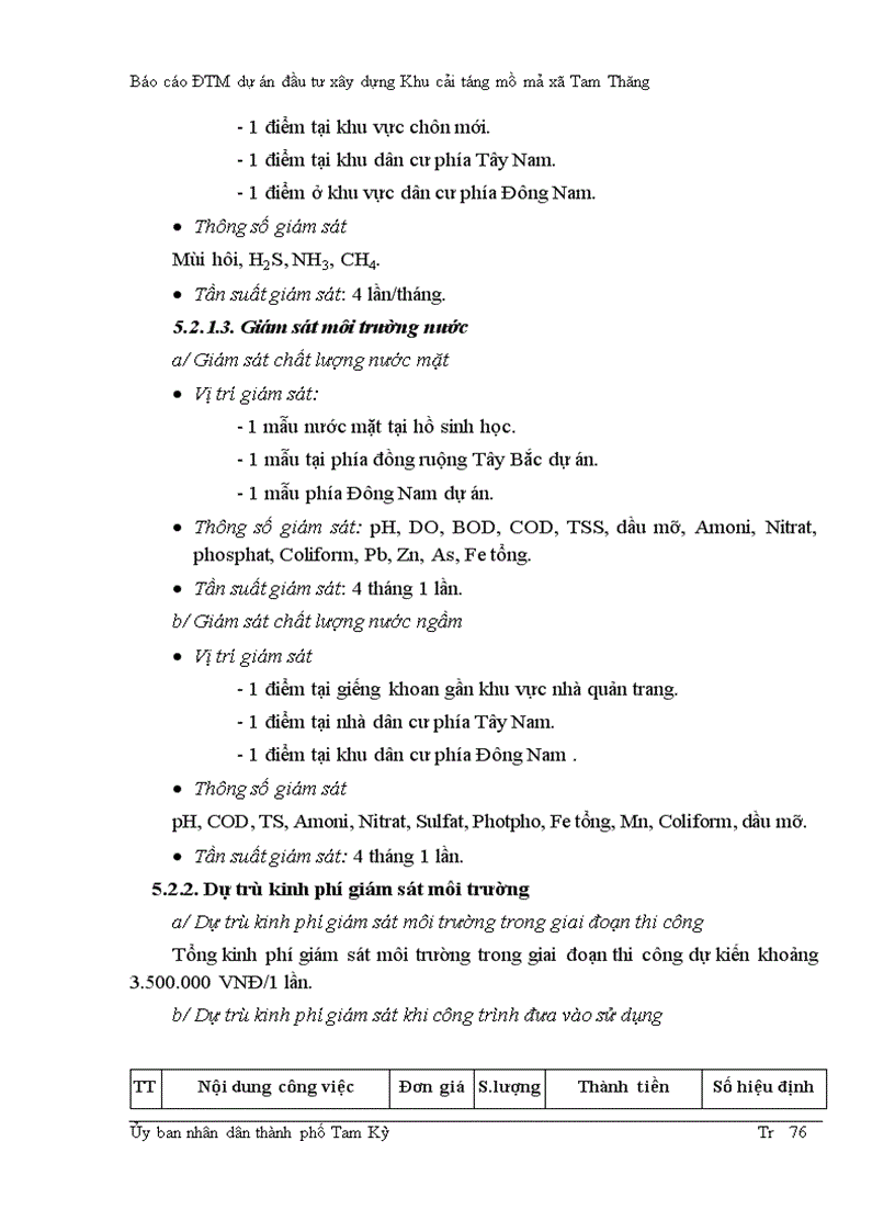 image for page Báo cáo ĐTM dự án đầu tư xây dựng Khu cải táng mồ mả xã Tam Thăng