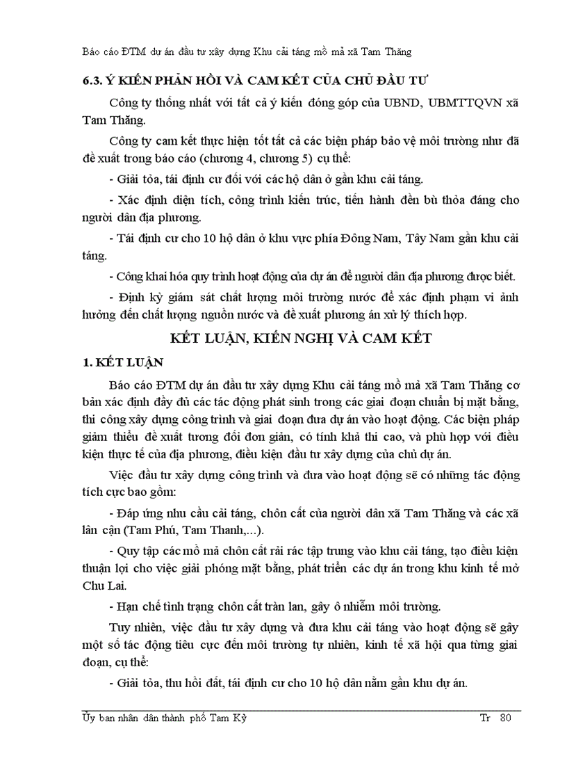 image for page Báo cáo ĐTM dự án đầu tư xây dựng Khu cải táng mồ mả xã Tam Thăng