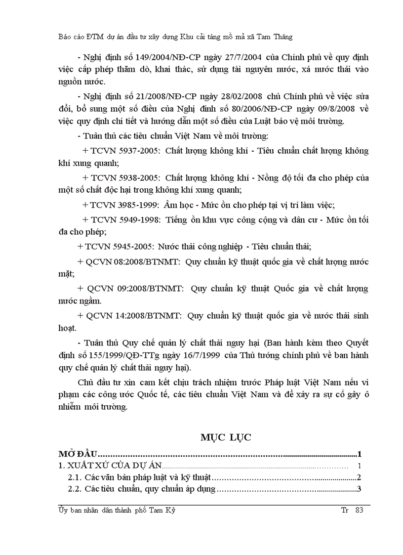 image for page Báo cáo ĐTM dự án đầu tư xây dựng Khu cải táng mồ mả xã Tam Thăng