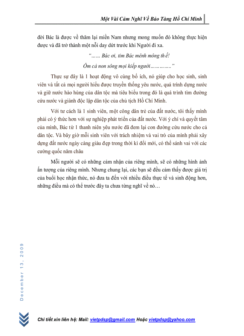 image for page Bài thu hoạch tham quan bảo tàng Hồ Chí Minh