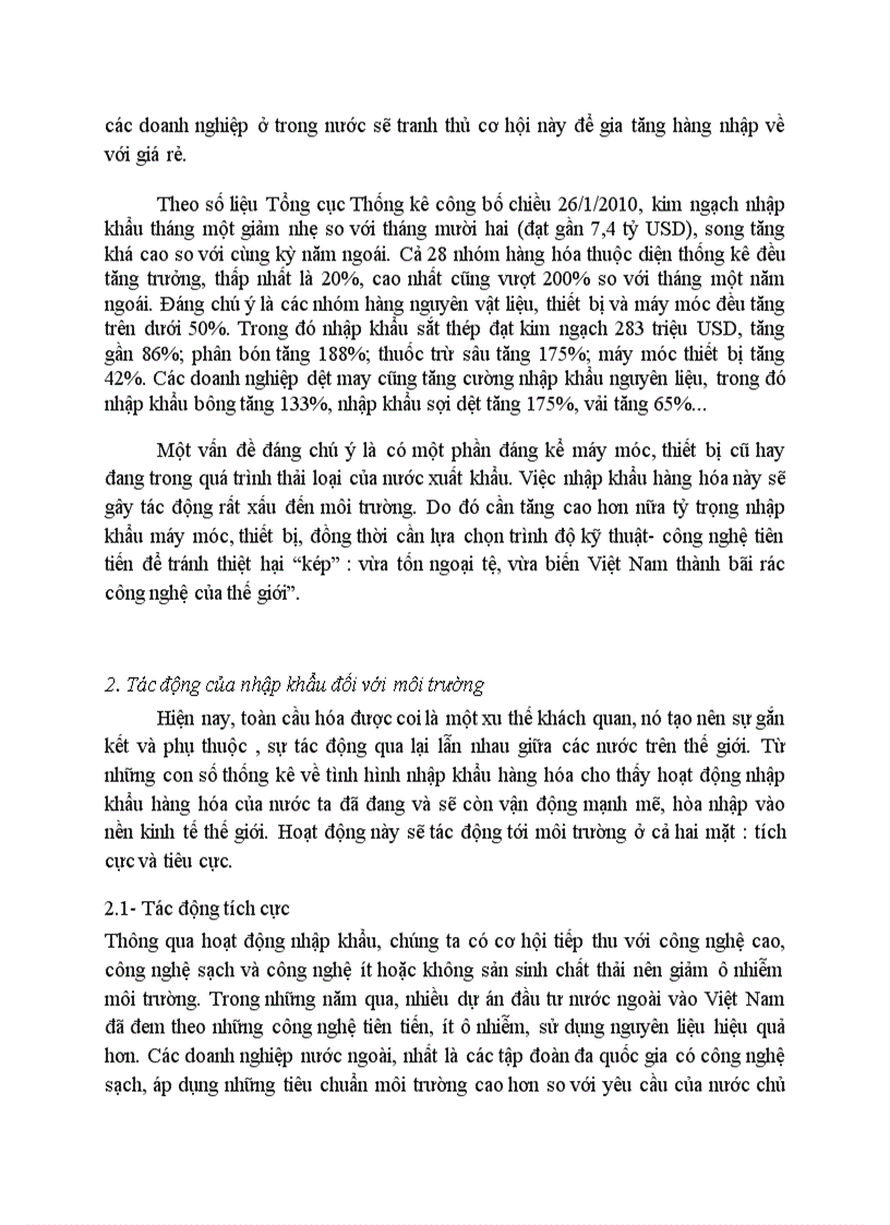 image for page Nhập khẩu và sự cần thiết phải bảo vệ môi trường trong nhập khẩu hàng hóa Tác động của hội nhập kinh tế đến các quy định của pháp luật bảo vệ môi trường trong lĩnh vực nhập khẩu