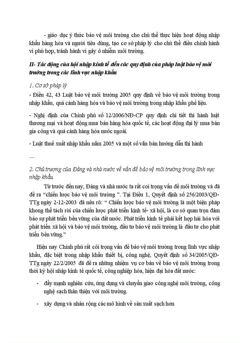 image for page Nhập khẩu và sự cần thiết phải bảo vệ môi trường trong nhập khẩu hàng hóa Tác động của hội nhập kinh tế đến các quy định của pháp luật bảo vệ môi trường trong lĩnh vực nhập khẩu