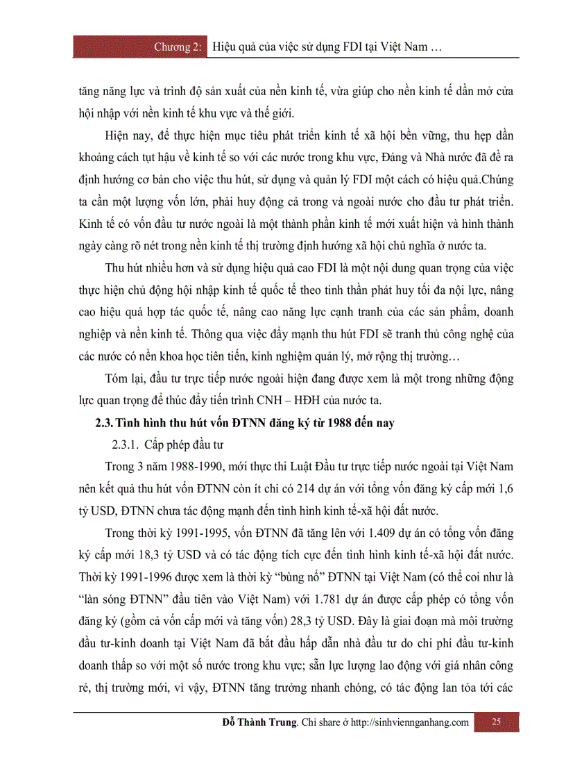 Nâng cao hiệu quả sử dụng dòng vốn FDI tại việt nam