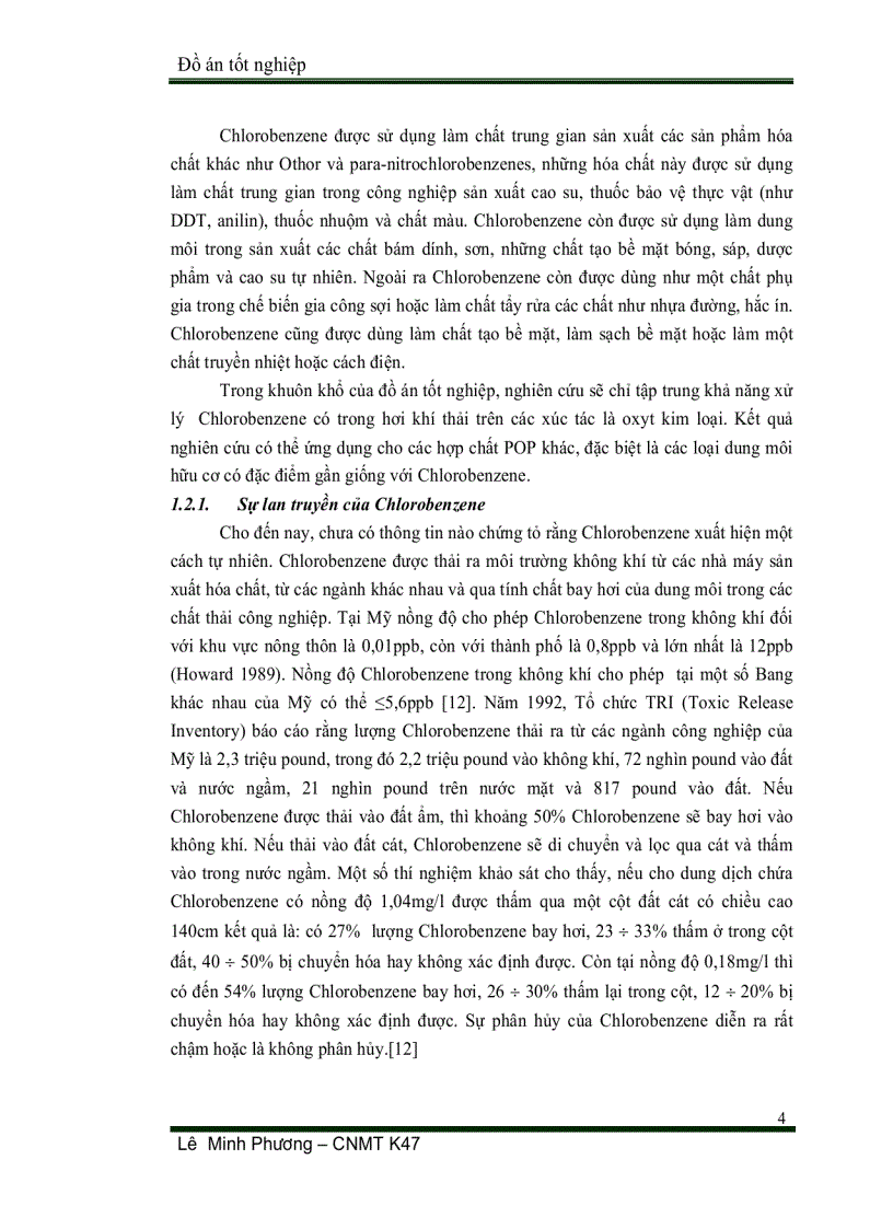 Nghiên cứu lựa chọn hệ xúc tác CuO Cr2O3 γ Al2O3 để xử lý hơi Chloro benzene trong khí thải công nghiệp