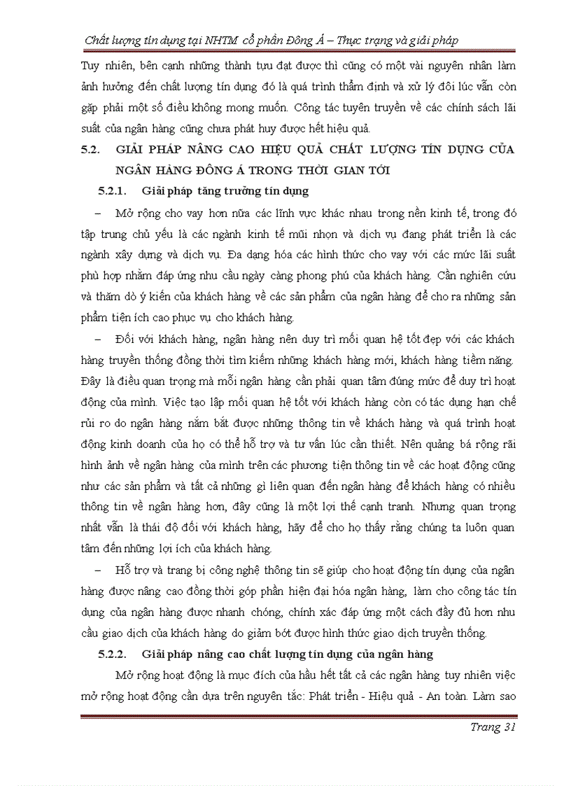 image for page Chất lượng tín dụng tại ngân hàng cổ phần Đông Á Thực trạng và giải pháp